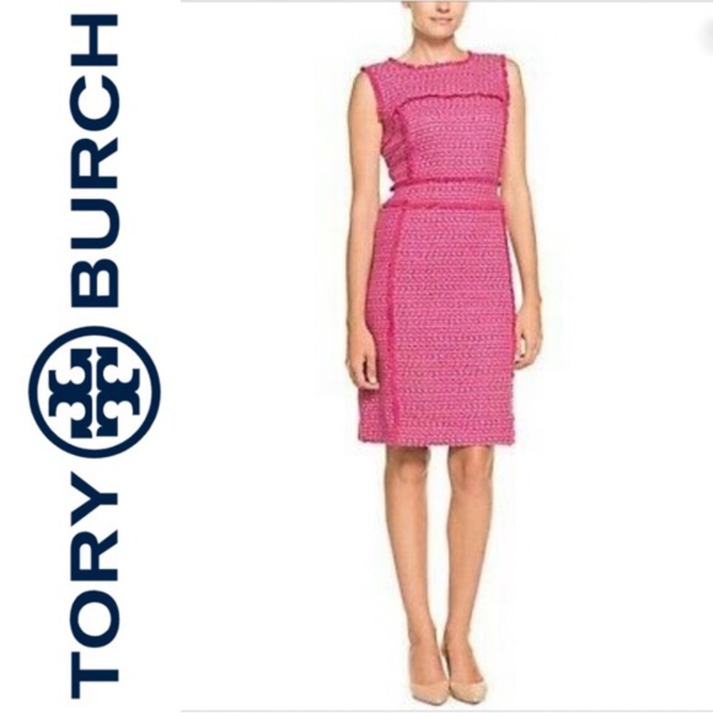 TORY BURCH Tweed Petula Dress in Merlot Mutilcolor
